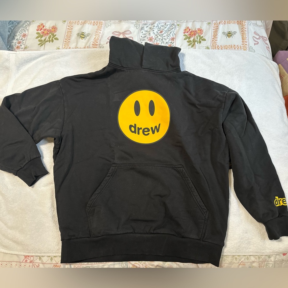Drew House Black Hoodie with signature Yellow Logo
